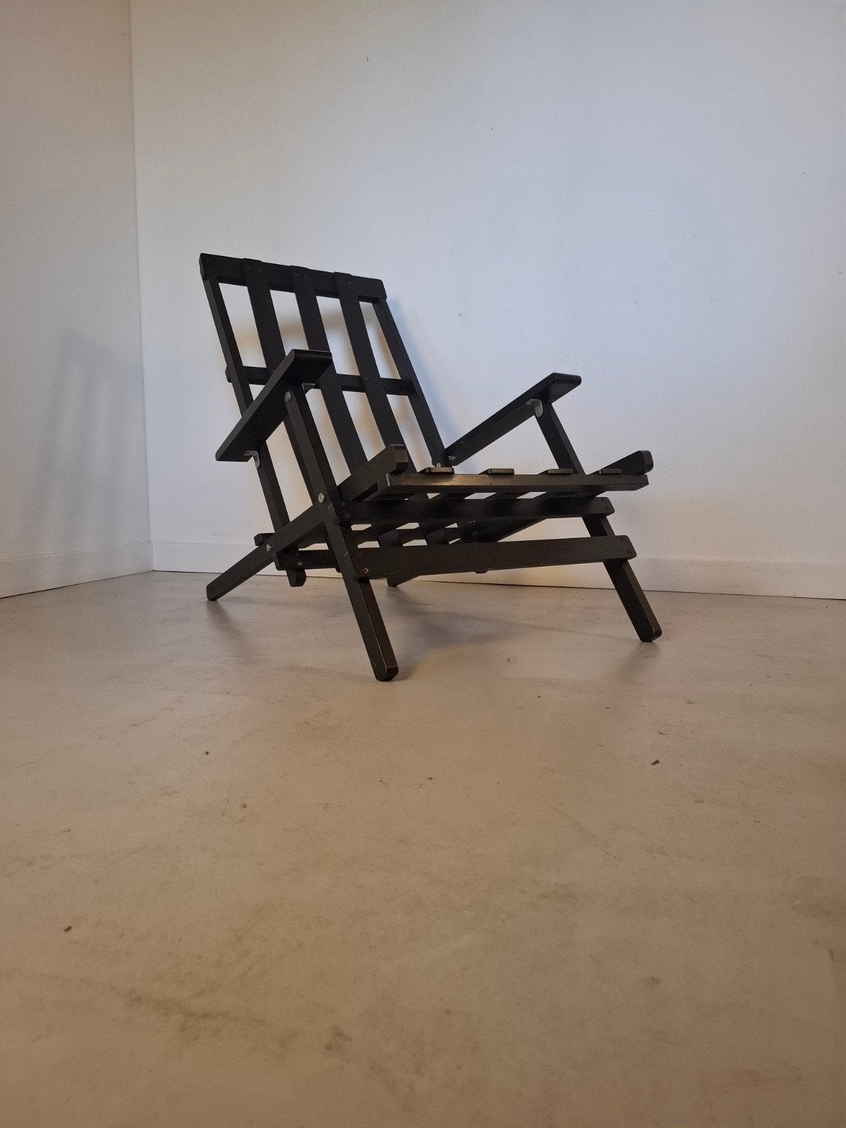 Vintage design stoel Dino Gavina folding deck chair, Ophalen of Verzenden, Gebruikt, Zwart, Eén