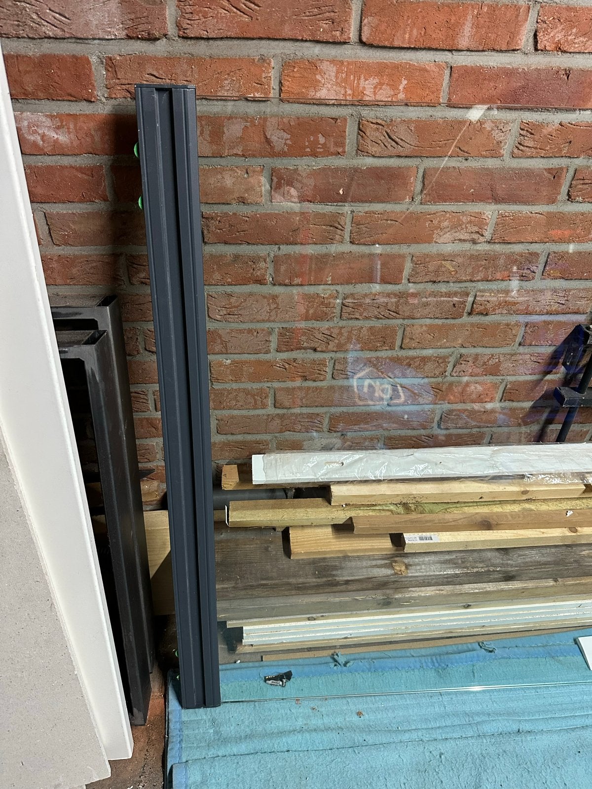 Glazen schuifwand voor terrasoverkapping, Ophalen, Gevelraam of Ruit, Gebruikt, 160 cm of meer