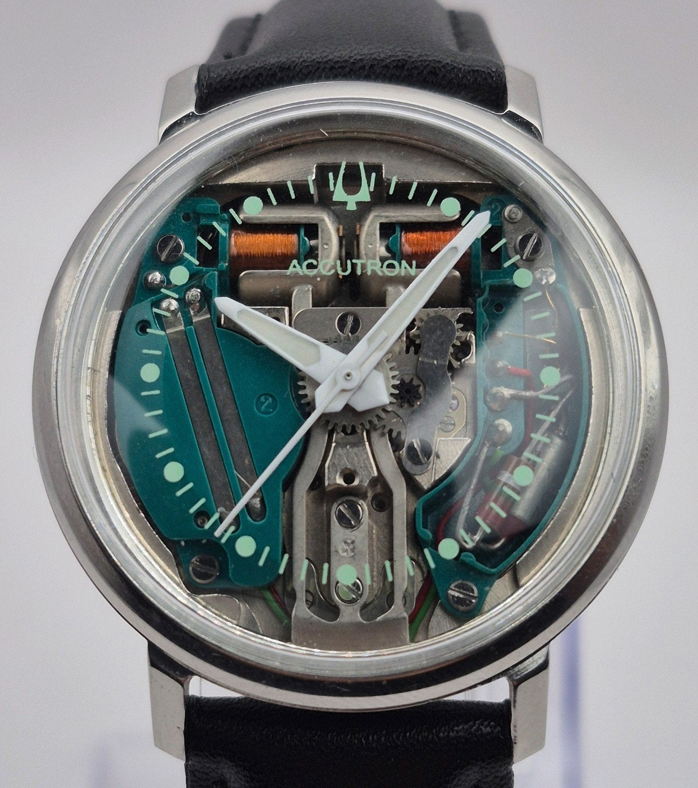 Bulova Accutron Spaceview 214 – 1966 (M6)  Conversion Model, Ophalen of Verzenden, Conditie, Zilver, Android