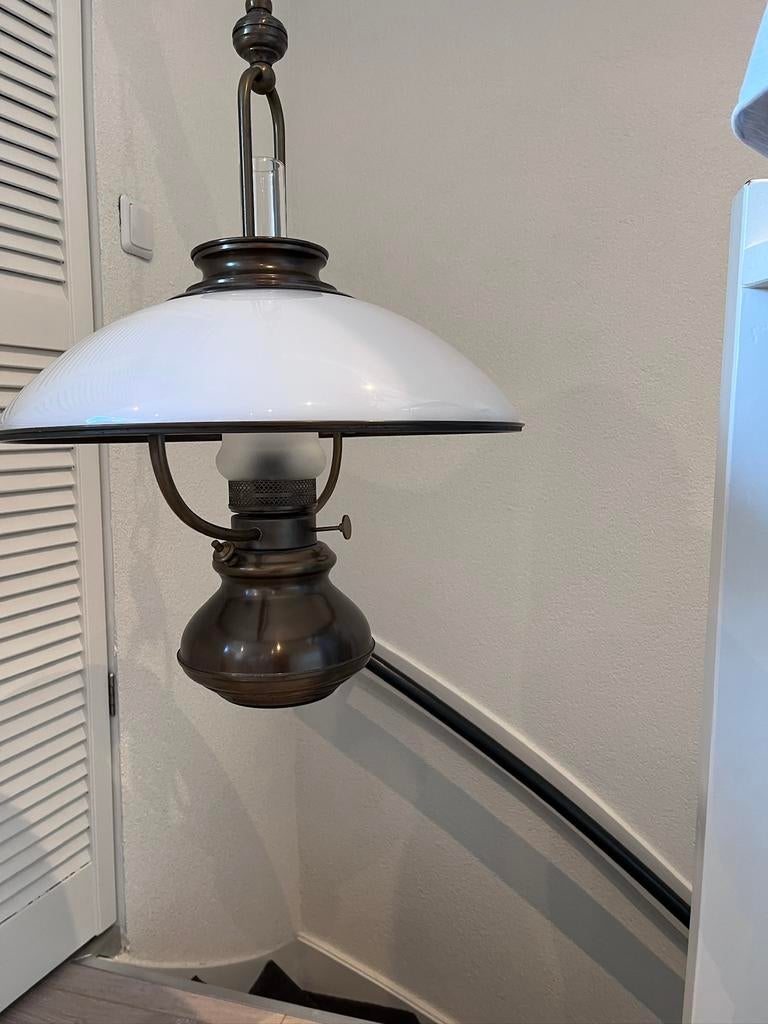 Hanglamp met boven en onderverlichting, Ophalen, Zo goed als nieuw, Glas, 50 tot 75 cm