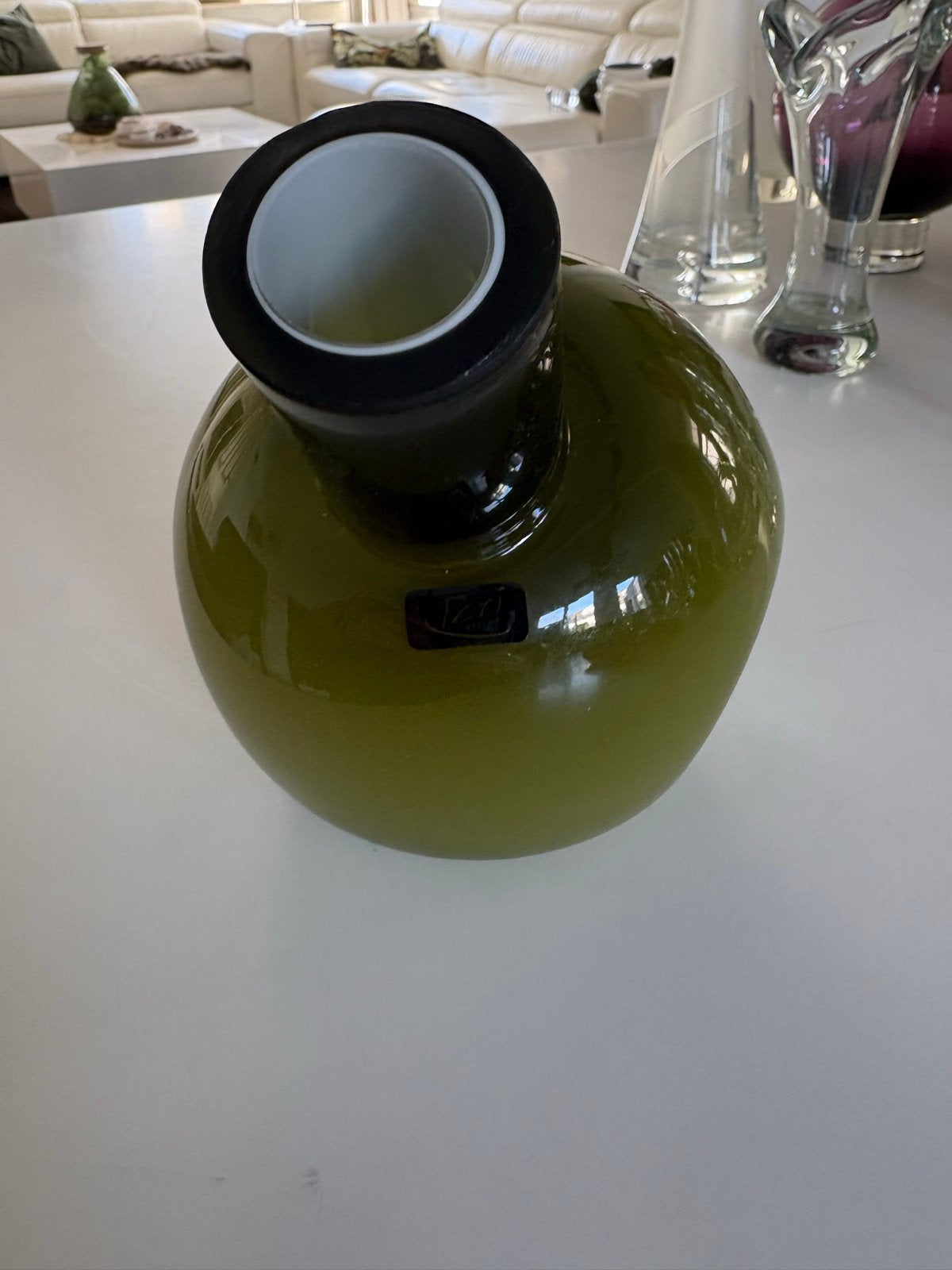 Peri glazen vaas - Olijfgroen, Ophalen of Verzenden