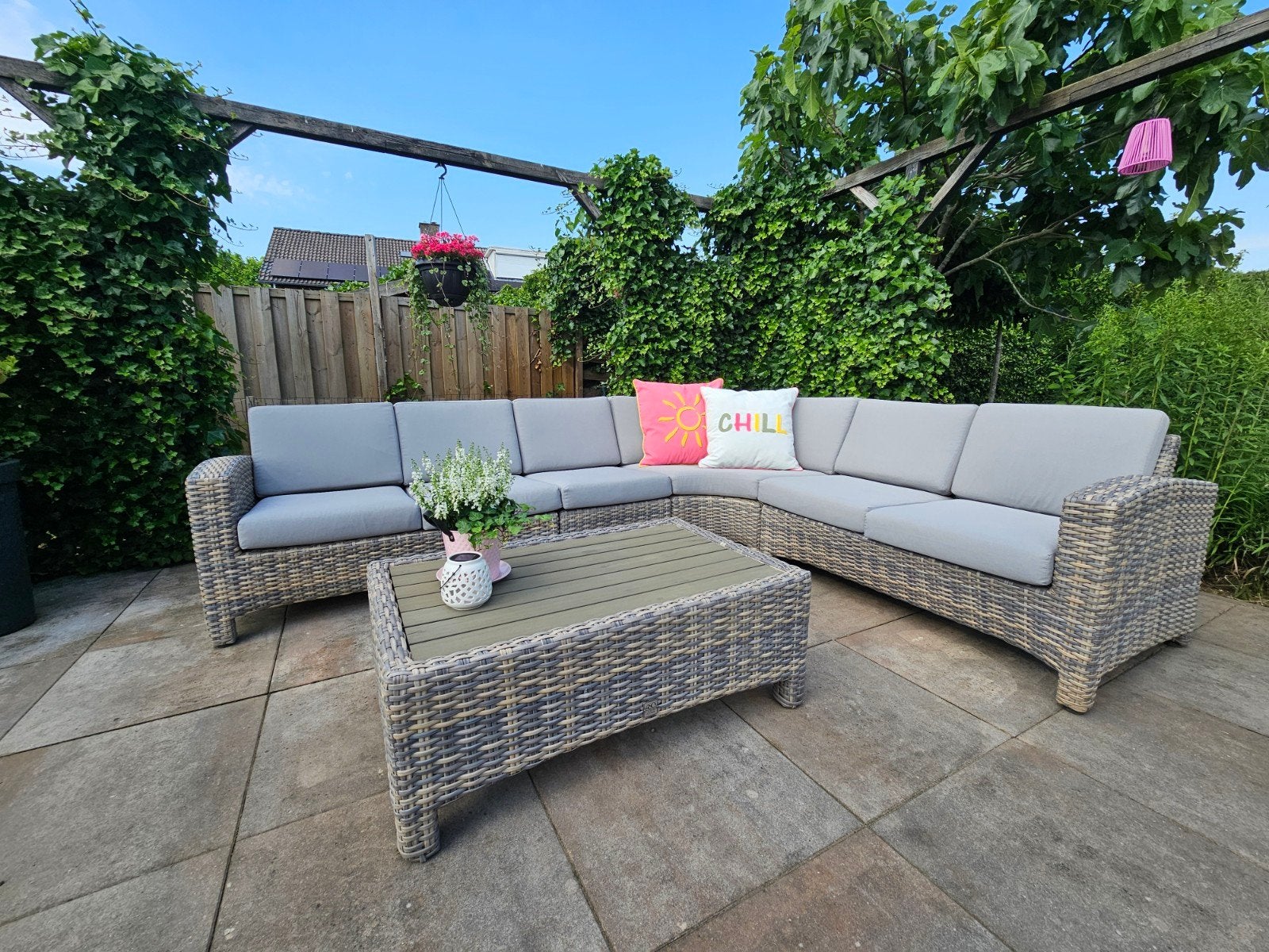 4 Seasons Mambo Lagun Wicker XL Hoekbank 250x300cm + Tafel, Ophalen, Zo goed als nieuw, Loungeset, Wicker