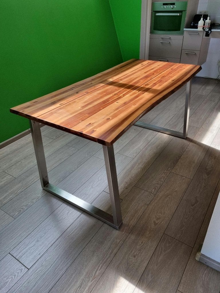 Mooie houten eettafel – 160 x 80 cm, Ophalen, Grenenhout, Gebruikt, 50 tot 100 cm