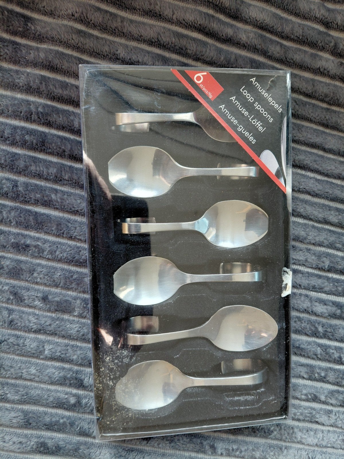 Set van 6 RVS Amuselepel / Loop Spoons, Nieuw, Ophalen of Verzenden, Rvs of Chroom, Los bestek