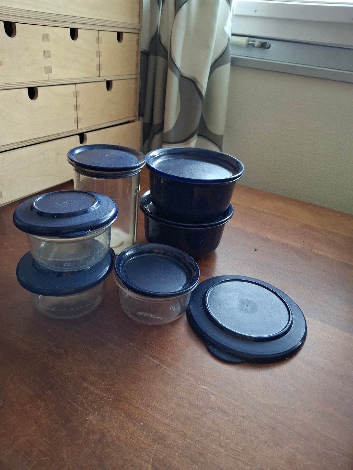 6 Tupperware Delig Set - Donkerblauw Deksel, Ophalen of Verzenden