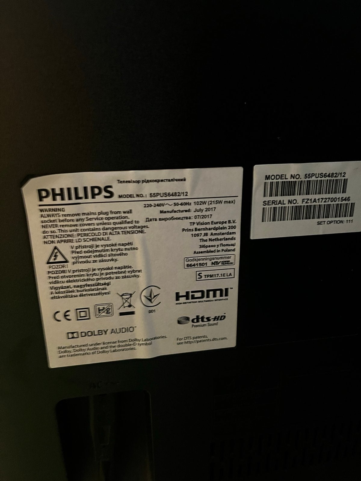Philips 55PUS6482/12 4K UHD Smart TV, Ophalen, Philips, 50 Hz, 100 cm of meer