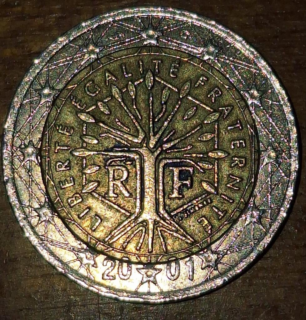 2 Euro munt Frankrijk 2001 misslag jaartal, Ophalen of Verzenden, Frankrijk, 2 euro, Losse munt