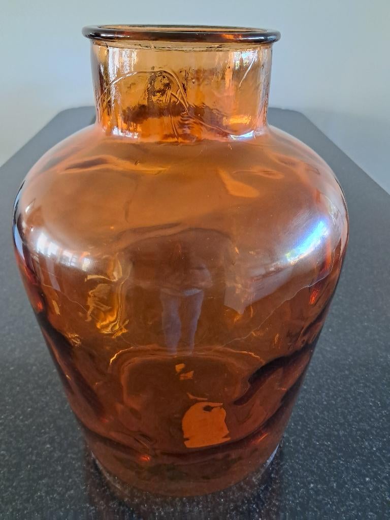 Grote glazen bruine vaas, type apothekerspot, Ophalen, Overige kleuren, Minder dan 50 cm, Glas