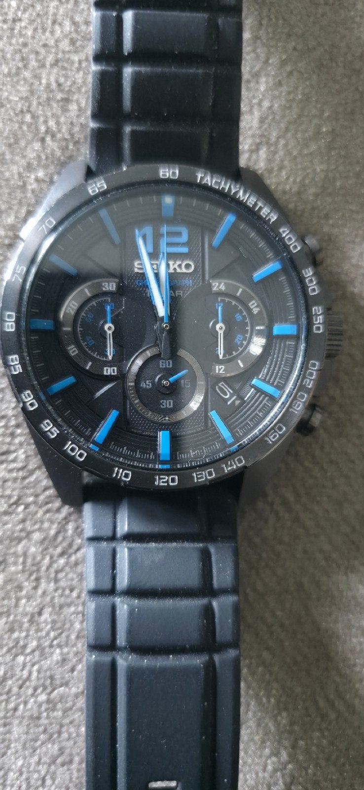 Seiko Heren Chronograaf Zwart en Blauw Horloge 8T63-00J0, Sieraden, Tassen en Uiterlijk, Horloges | Heren, Ophalen of Verzenden