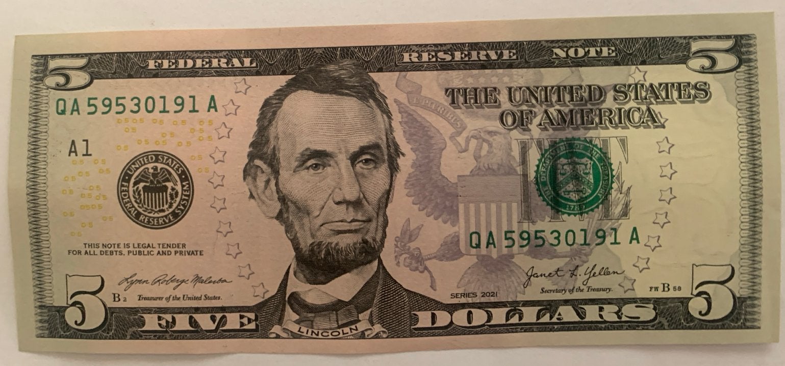 Amerikaanse 5 dollar biljet - Abraham Lincoln, Ophalen of Verzenden, Noord-Amerika, Losse munt