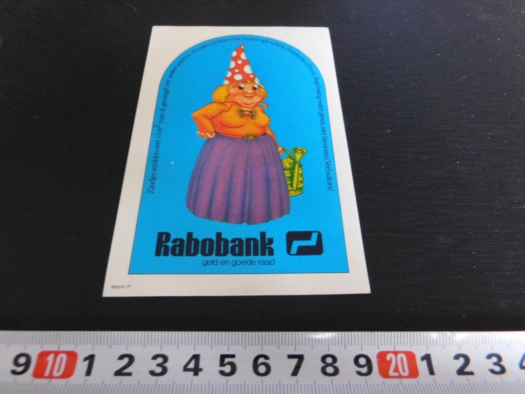 sticker RABOBANK Kabouter boerin Blauw *, Verzamelen, Stickers, Ophalen, Zo goed als nieuw