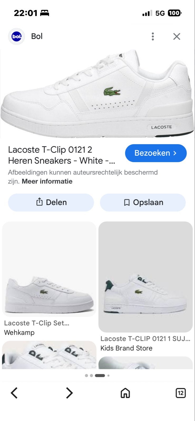 Lacoste T-Clip 0121 2 Heren Sneakers - Wit, Wit, Nieuw, Ophalen of Verzenden, Sneakers of Gympen