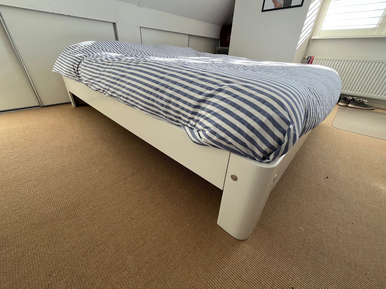 Auping auronde 180x220 wit incl. 2 verstelbare spiraalbodems, Huis en Inrichting, Ophalen, Wit, Tweepersoons, 180 cm
