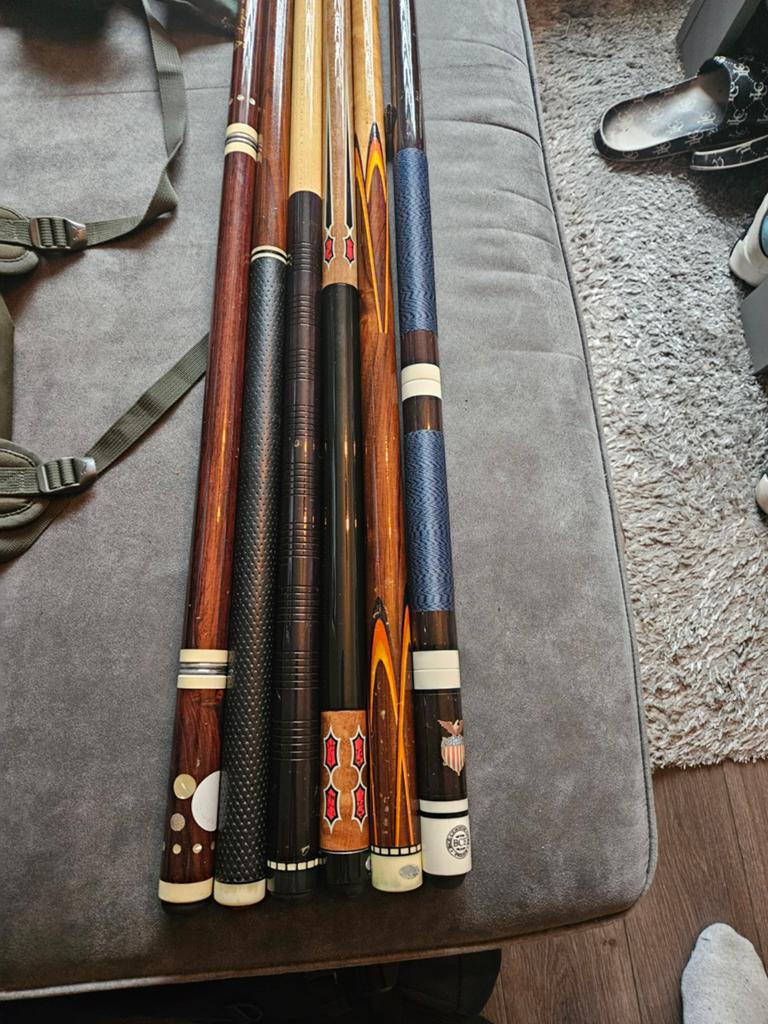 6 Biljartkeu,s, Sport en Fitness, Biljarten en Poolen, Ophalen of Verzenden, Zo goed als nieuw, Keu of Ballen