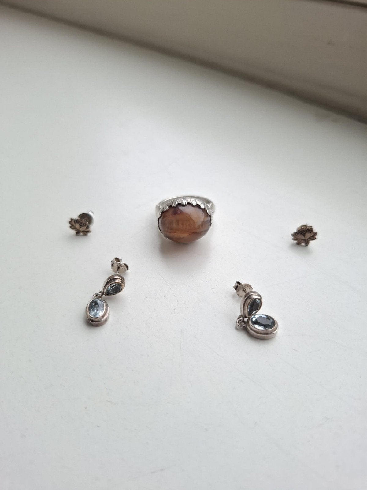 ring, oorbellen., Ophalen of Verzenden, Zilver