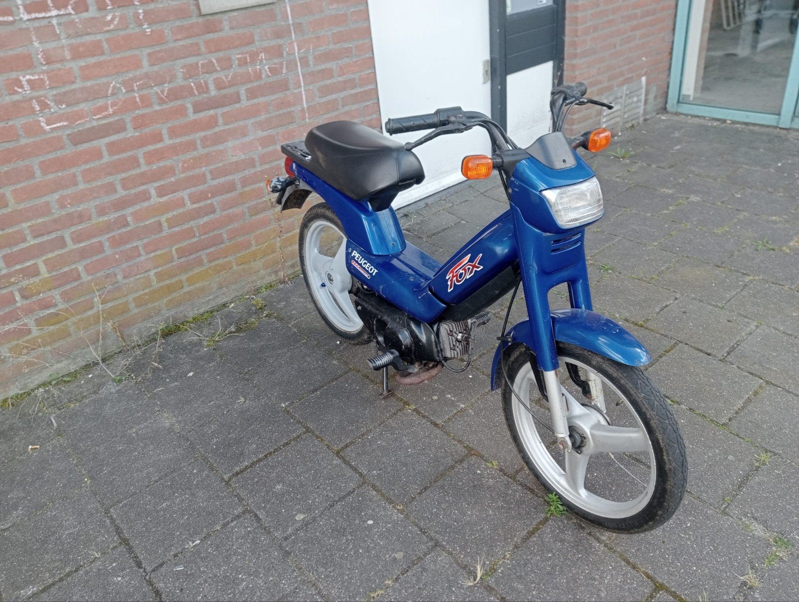 Peugeot Fox bromfiets - Blauw, goede staat, Fietsen en Brommers, Brommers | Peugeot, Ophalen of Verzenden, Gebruikt, Maximaal 45 km/u