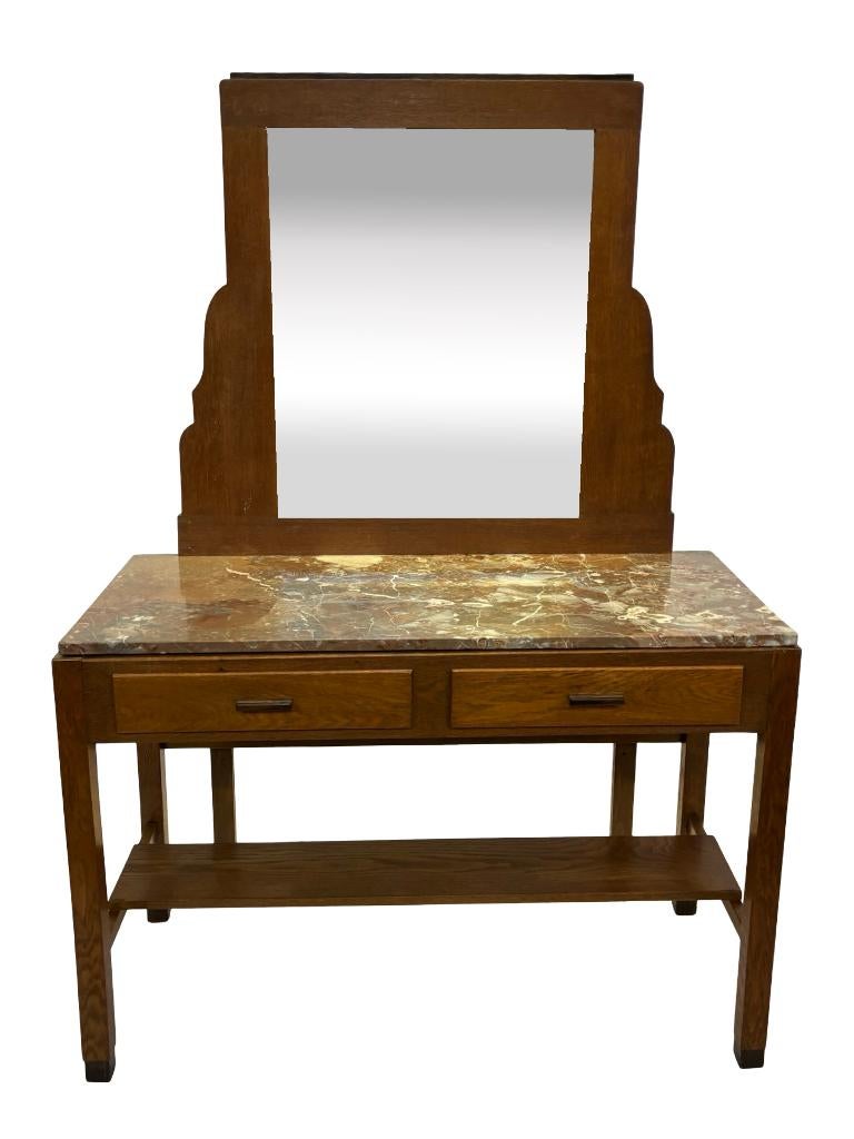 Art Deco Amsterdamse School kaptafel meubel marmeren blad, Ophalen, Art Deco, Gebruikt, Art Deco