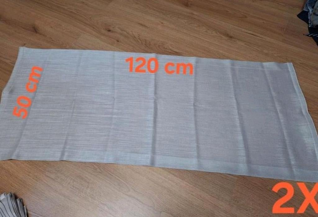 Set glasgordijnen kiezelkleur - diverse maten, Crème, Zo goed als nieuw, Minder dan 100 cm, 50 tot 100 cm