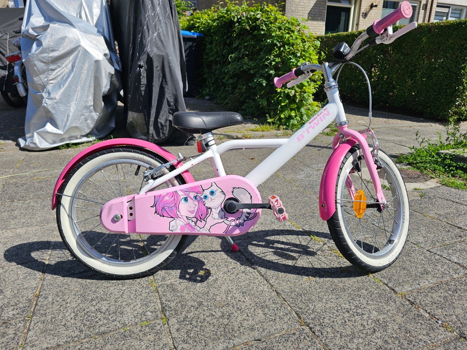 B'Twin kinderfiets 16 inch roze/wit, Fietsen en Brommers, Fietsen | Kinderfietsjes, Ophalen, Velgrem, B'Twin, 16 tot 20 inch