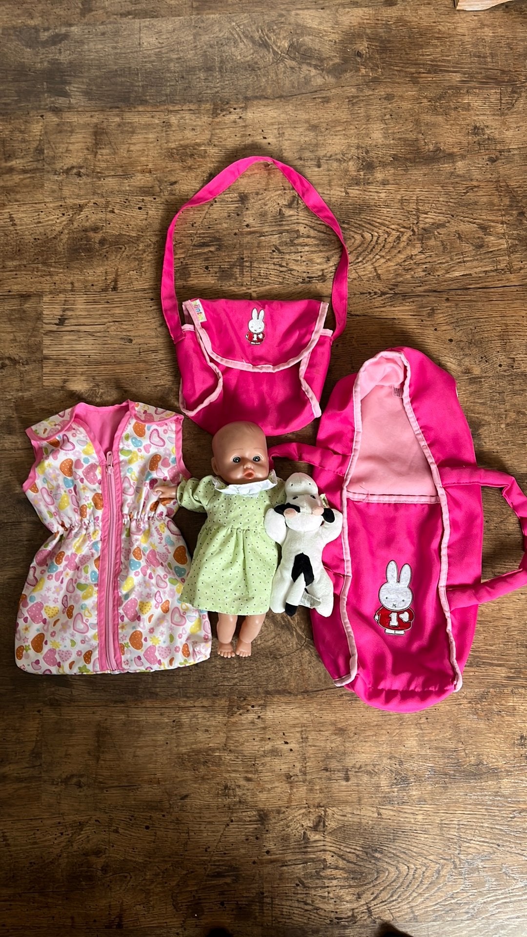 Pop met draagzak, tas en slaapzak, Ophalen of Verzenden, Gebruikt, Babypop