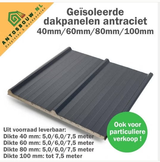Gelegenheidspartij dakpanelen A en B keus, Overige materialen, Nieuw, 15 m² of meer, Grijs