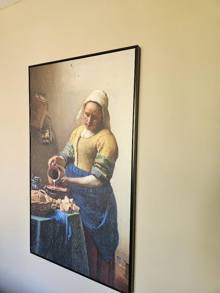 Schilderij van het Melkmeisje, met zwarte rand. 117cm bij 69, Huis en Inrichting, Woonaccessoires | Schilderijen, Tekeningen en Foto's