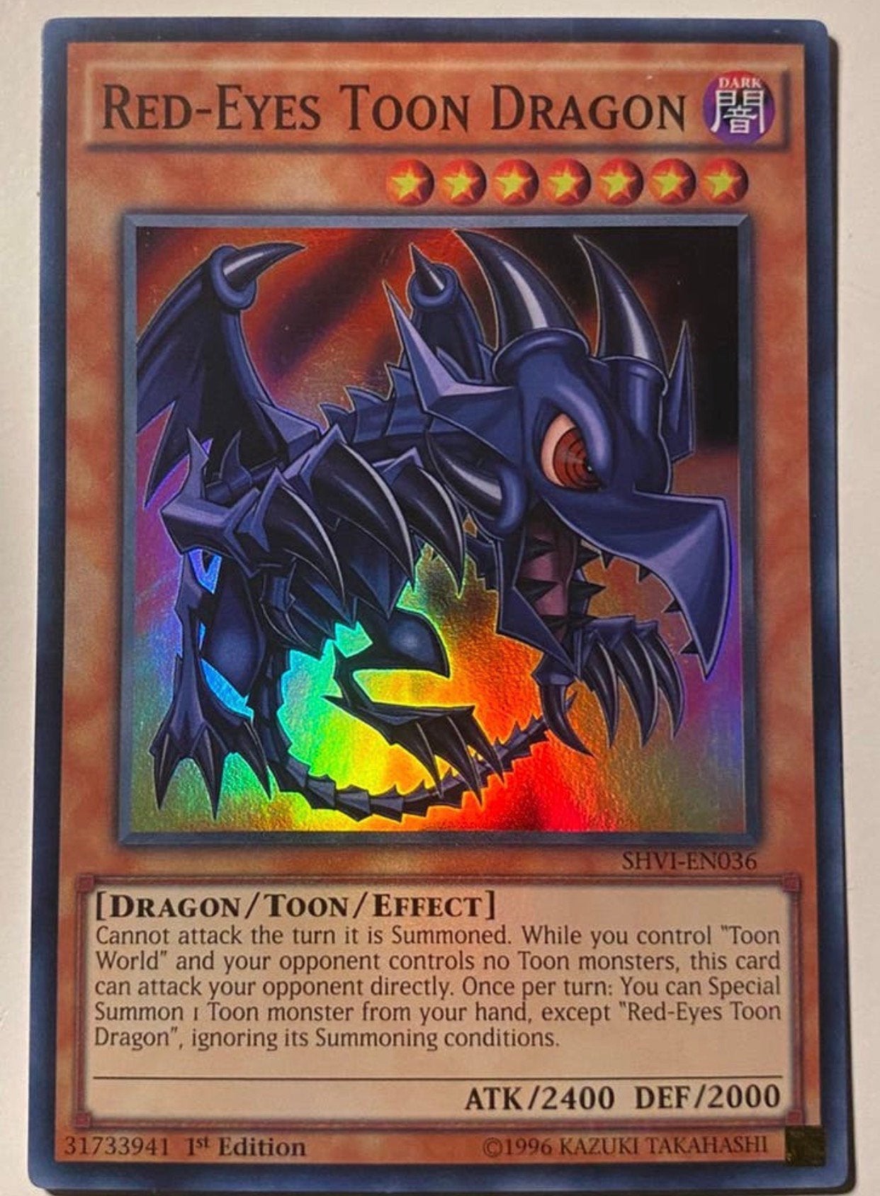 Yu-Gi-Oh! Red-Eyes Toon Dragon SHVI 1st Edition !, Hobby en Vrije tijd, Verzamelkaartspellen | Yu-gi-Oh!, Ophalen of Verzenden