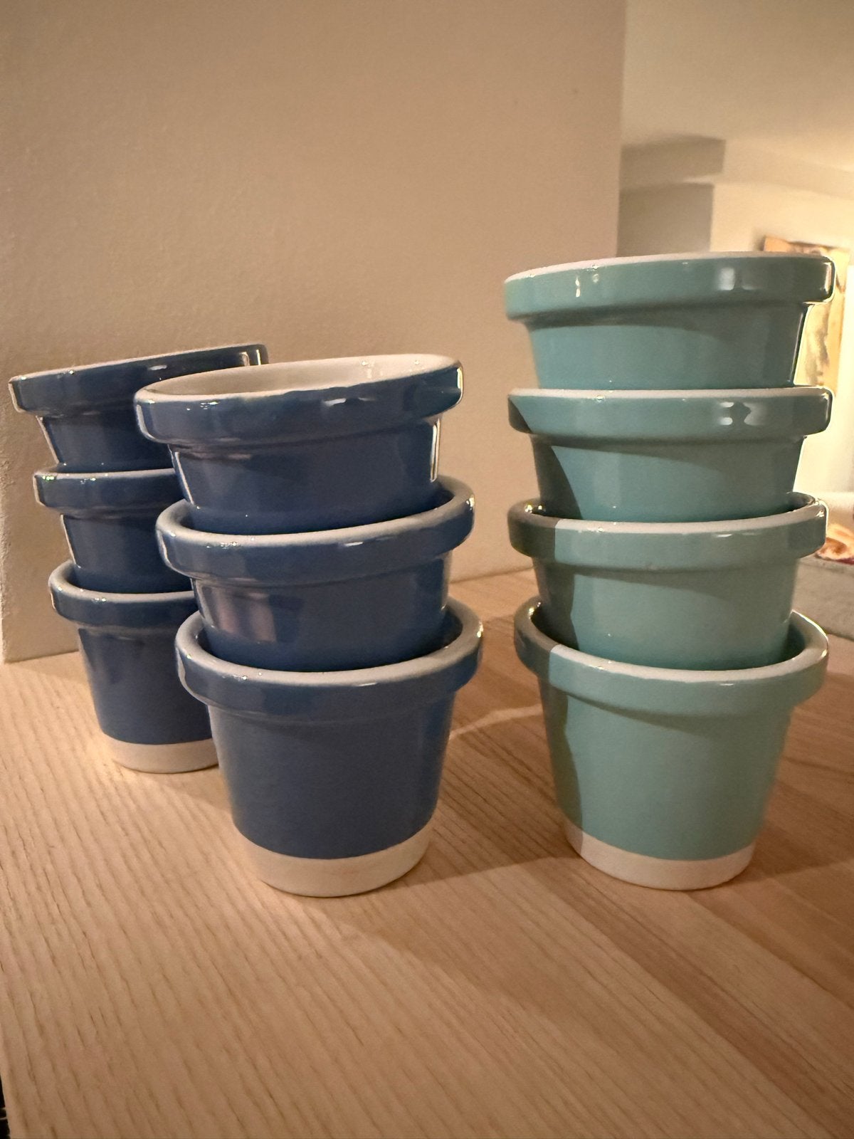 Set van 10 Pantone Serax bloempotten - Blauw en Mintgroen, Porselein of Keramiek, Rond, Ophalen of Verzenden, Zo goed als nieuw