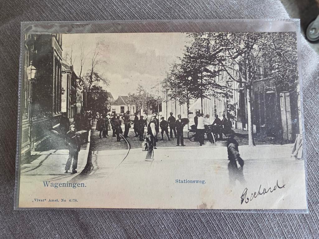 Oude Ansichtkaart Wageningen Stationsweg, Verzamelen, Ophalen of Verzenden, Voor 1920, Gelopen, Gelderland
