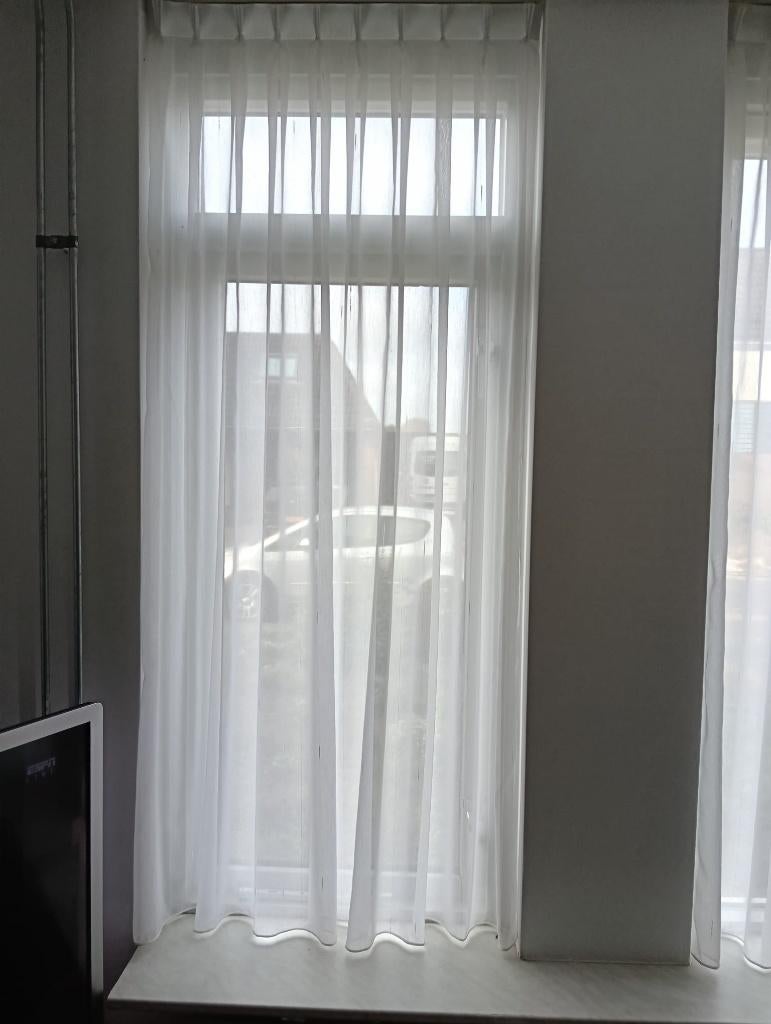 glasgordijn reek, Wit, Zo goed als nieuw, Effen, 150 tot 200 cm