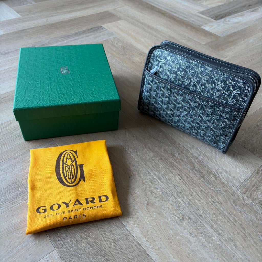 Goyard Jouvence Pouch MM, Ophalen of Verzenden, Zo goed als nieuw, Grijs, Heer of Dame