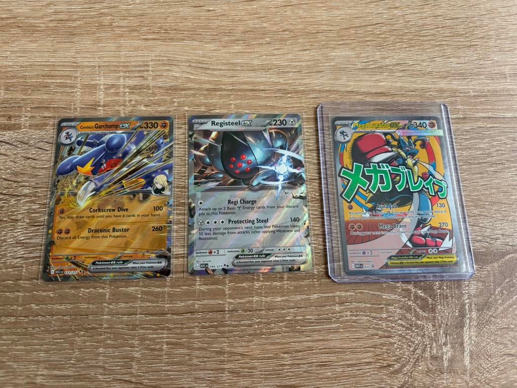 Mega Lucario EX - Ascended Heroes !, Ophalen of Verzenden, Zo goed als nieuw, Meerdere kaarten
