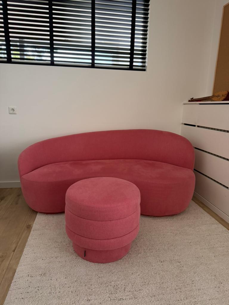 Design bank + poef set van Sofa Company, Huis en Inrichting, Banken | Sofa's en Chaises Longues, 75 tot 100 cm, Stof, Ophalen