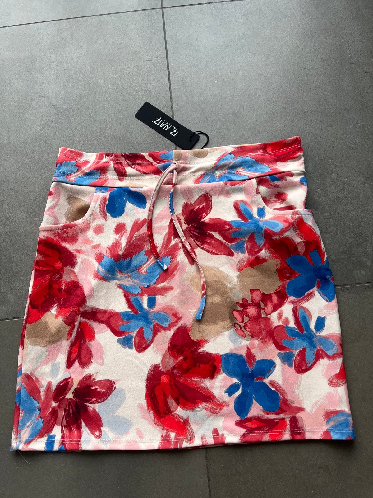 Tricot rokje met bloemenprint - 12 NAIR Collectie, Meerkleurig, Maat 46/48 (XL) of groter, Nieuw, Ophalen of Verzenden