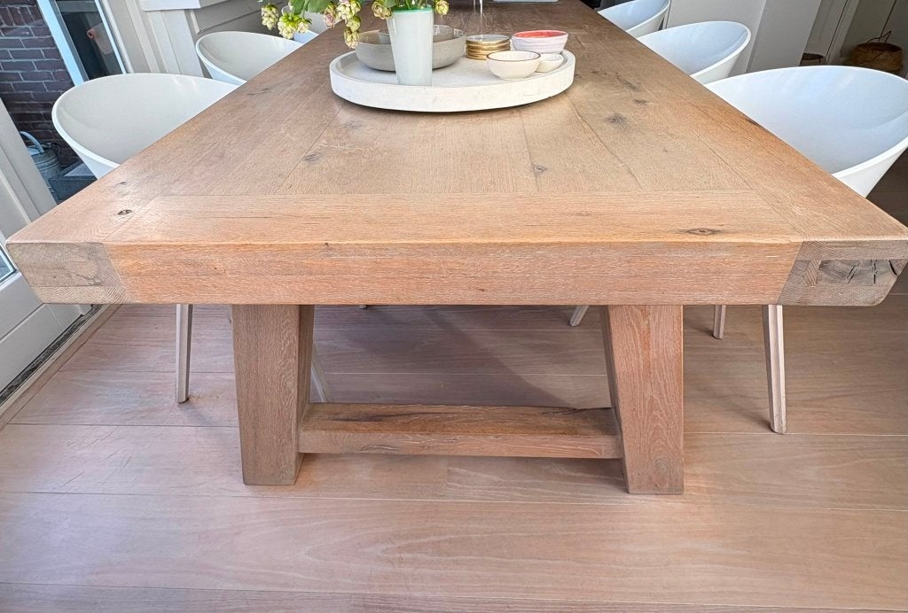 Massief eiken eettafel, Huis en Inrichting, Tafels | Eettafels, Ophalen, Gebruikt, Eikenhout, 200 cm of meer