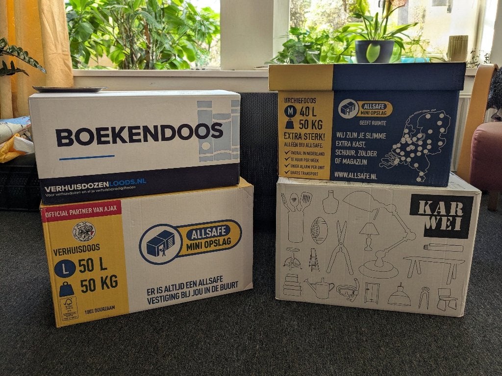 Verhuisdozen, boekendozen, archiefdozen, Ophalen, 40 tot 60 cm, Opvouwbaar, 50 tot 75 cm