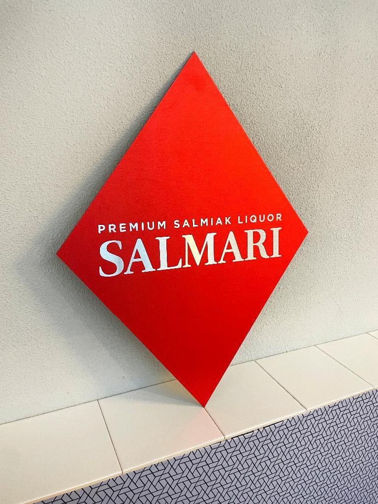 Reclamebord Salmari Salmiak Likeur logo, aluminium, 40x52 cm, Verzamelen, Merken en Reclamevoorwerpen, Ophalen of Verzenden, Nieuw