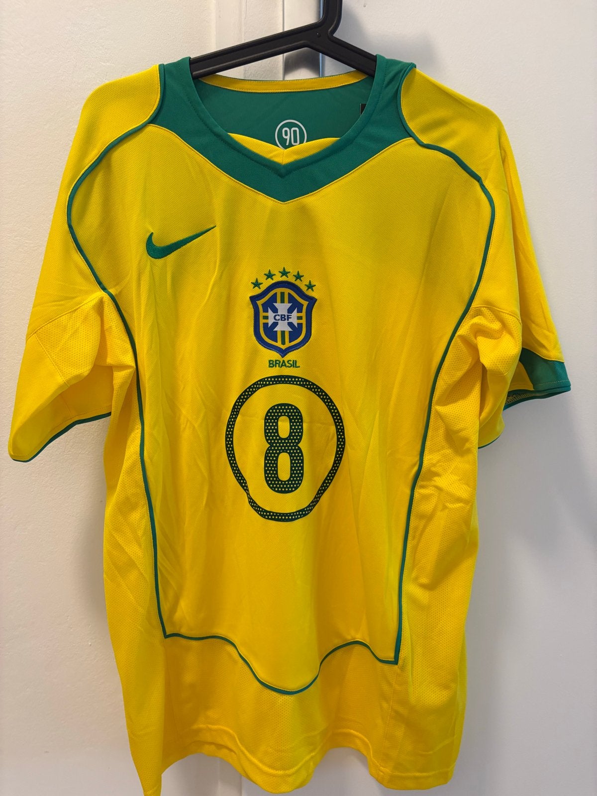 Vintage Brazilië Kaka 8 voetbalshirt nike large retro, Sport en Fitness, Voetbal, Maat L, Ophalen of Verzenden, Nieuw, Shirt