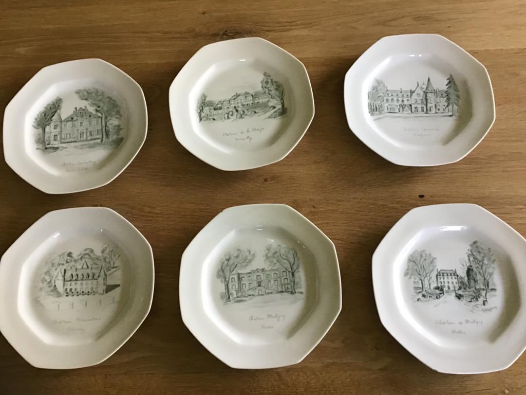 Zes borden Limoges met Franse kastelen, Ophalen