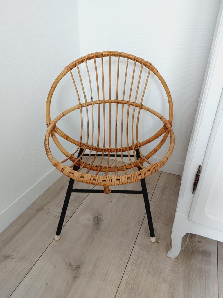 Rohé rotan kinderstoeltje - vintage, Ophalen, Zo goed als nieuw, Stoel
