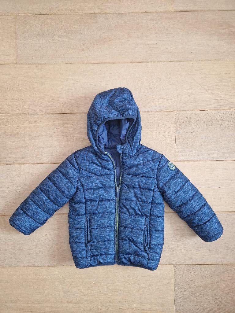 Winterjas blauw, maat 104, reversible, Ophalen of Verzenden, Gebruikt, Jongen of Meisje, Jas