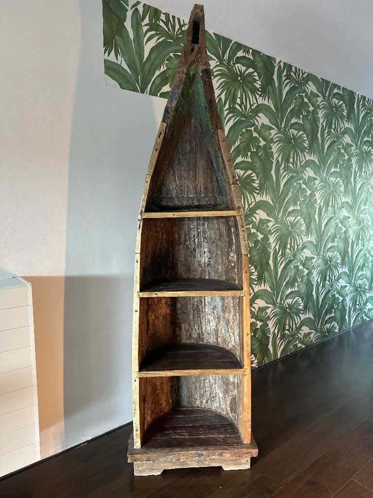 Unieke authentieke bootkast – echte oude houten boot, Ophalen, Met plank(en), Gebruikt, 200 cm of meer