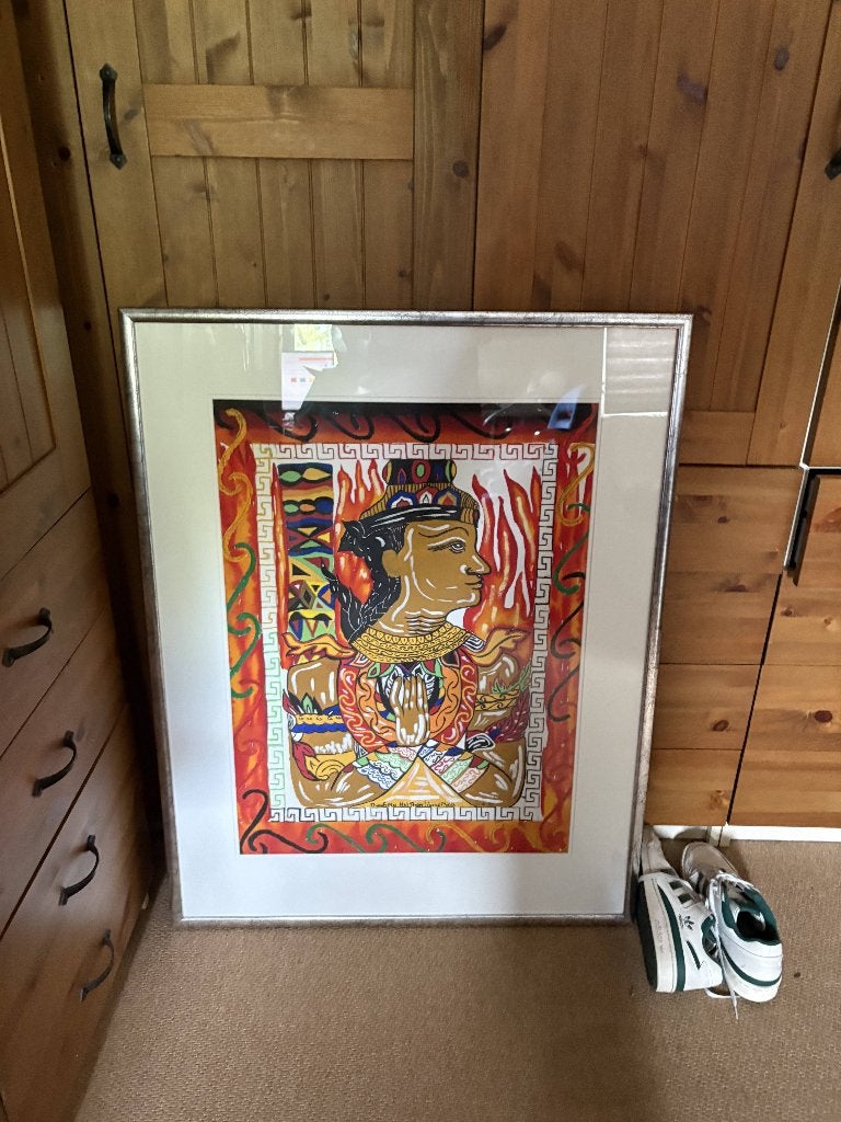 Indianen scilderij in frame, Antiek en Kunst, Ophalen