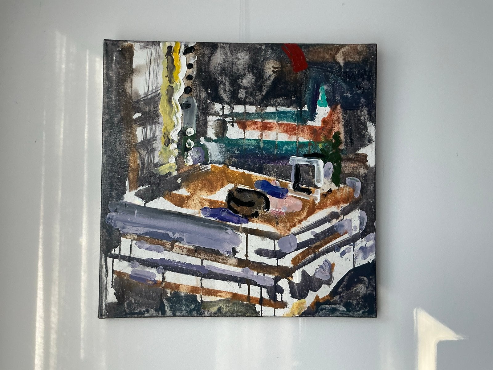 Schilderij "Het Stadhuis"  Eindhoven  Janneke Viegers, 2003, Ophalen of Verzenden