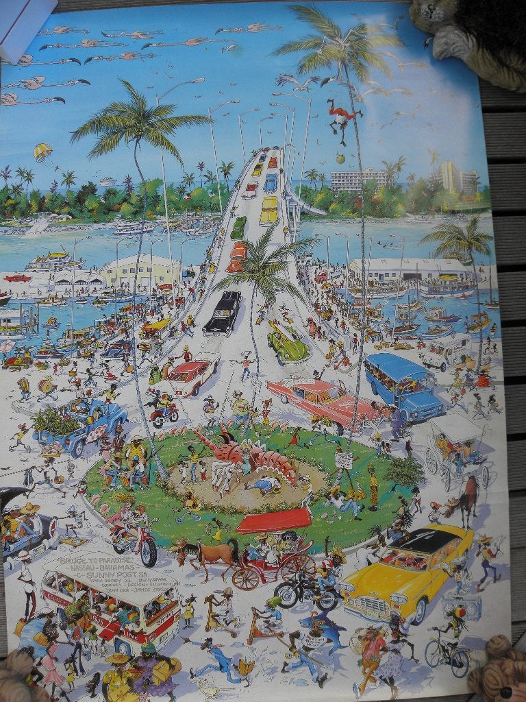 Poster Bridge To Paradise Nassau Bahama`s / 90 cm x 60 cm, Verzamelen, Posters, Deurposter of groter, Ophalen of Verzenden, Film en Tv