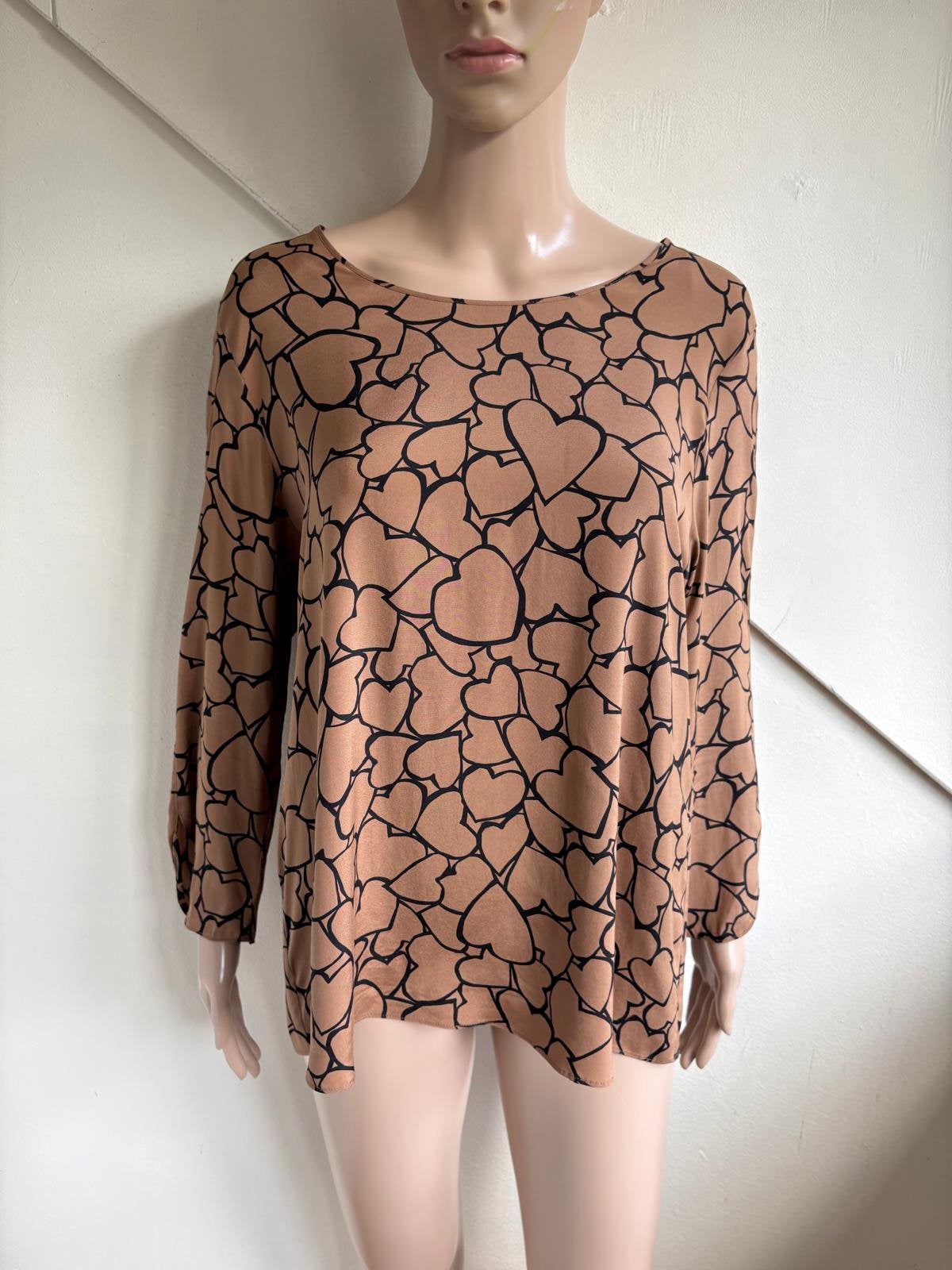 Marc Cain zijden top blouse maat N4 = 40 bruin zwart zijde, Kleding | Dames, Ophalen of Verzenden, Zo goed als nieuw, Maat 38/40 (M)