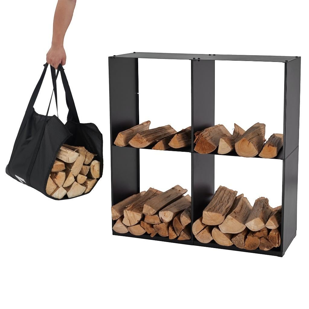 Brandhoutrek | 80x28x80cm | Zwart | Haardhoutrek | Staal, Minder dan 3 m³, Ophalen of Verzenden