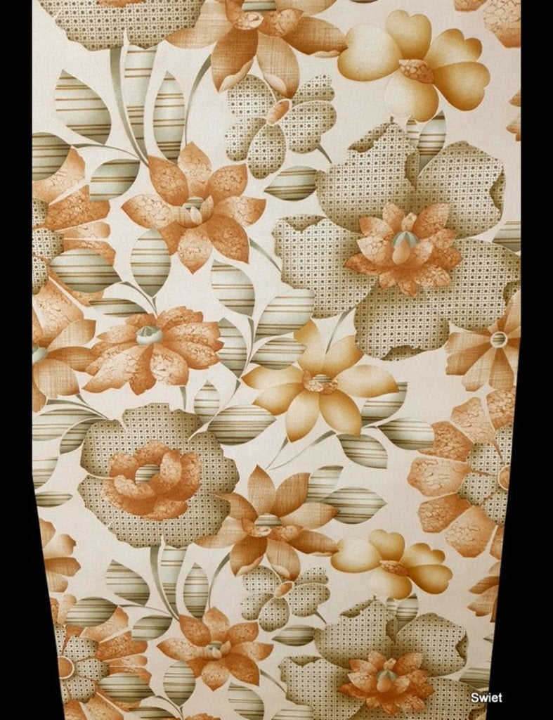 2786 vintage 70s bloemenmix behang groovy stijl swiet, Ophalen of Verzenden, Beige