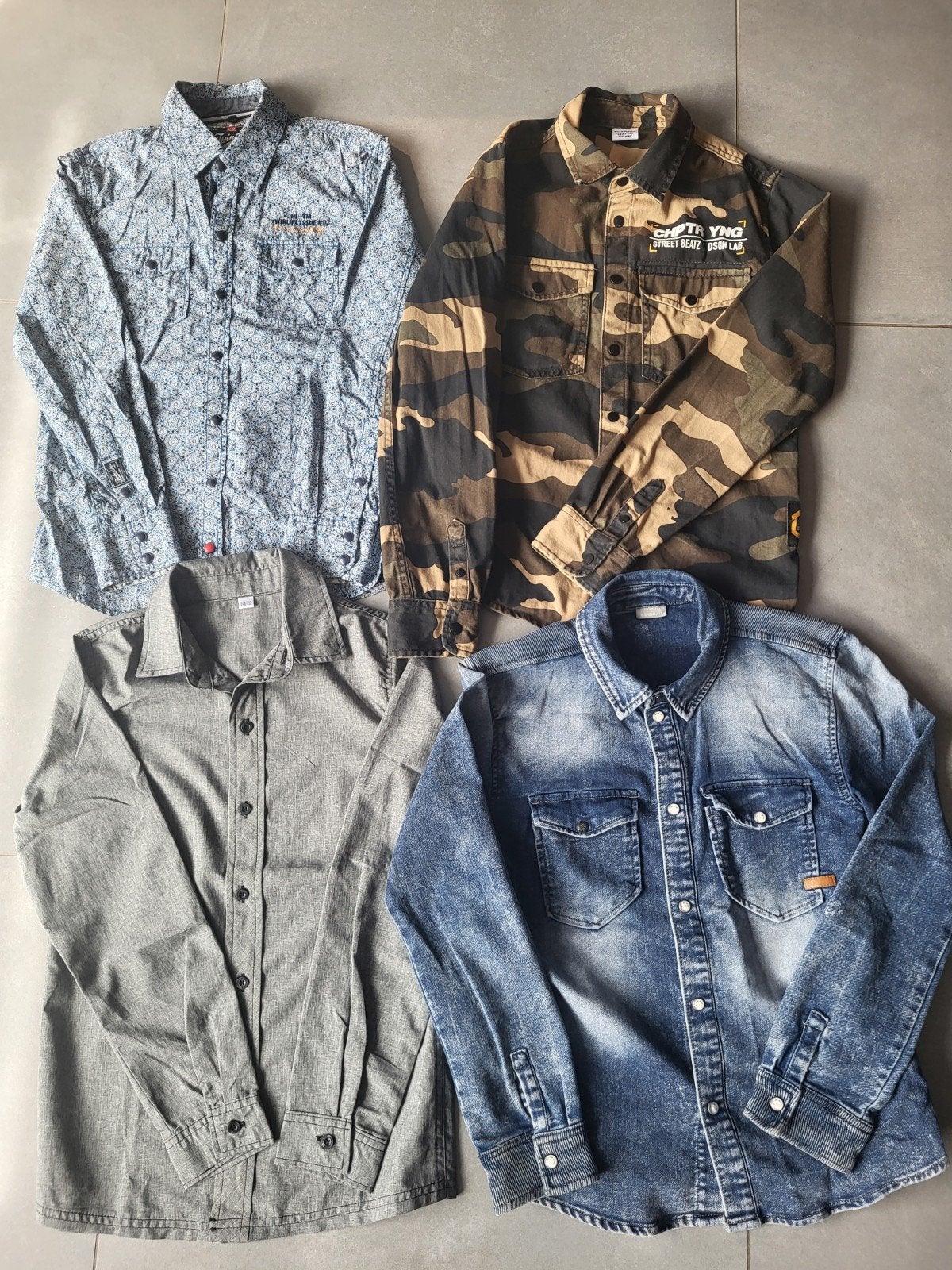 4 jongens overhemden/ blouses maat 146/152, Ophalen of Verzenden, Gebruikt, Jongen, Overhemd of Blouse