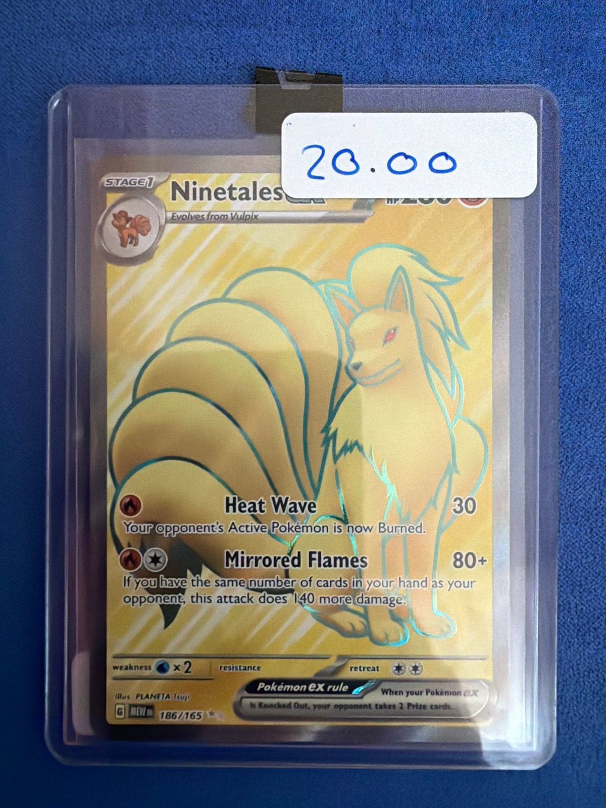 Ninetales Pokémon kaart - Gouden Foil - 186/165, Ophalen, Zo goed als nieuw, Losse kaart, Foil